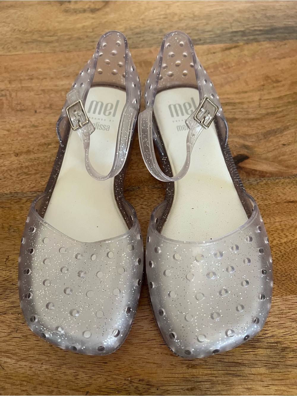 Mel by Melissa Furadinha jelly sandals silver glitter finish Size 1